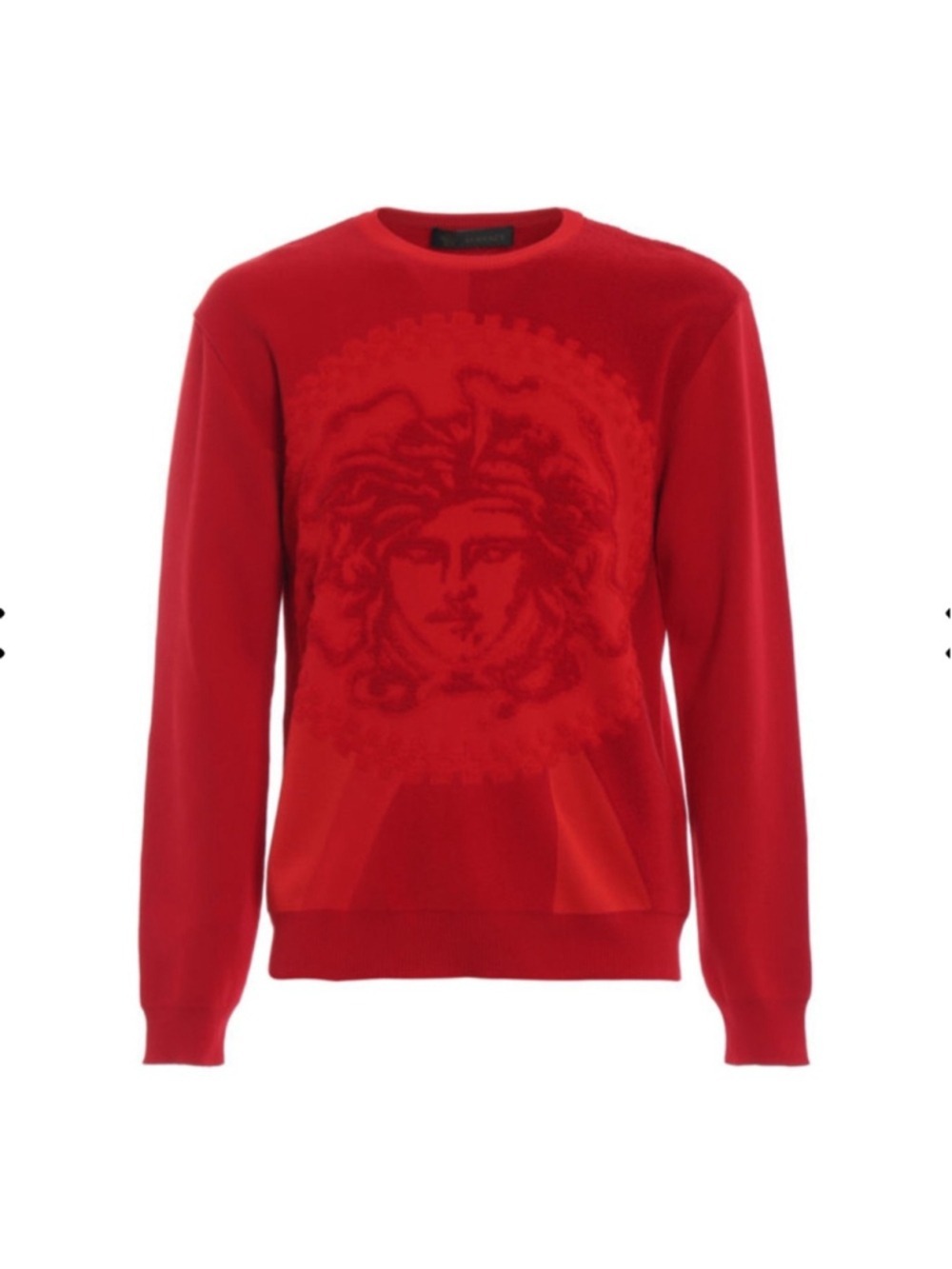 VERSACE Medusa Stretch Terry-Cloth Red Crewneck Hot Red Size IT 52/ L